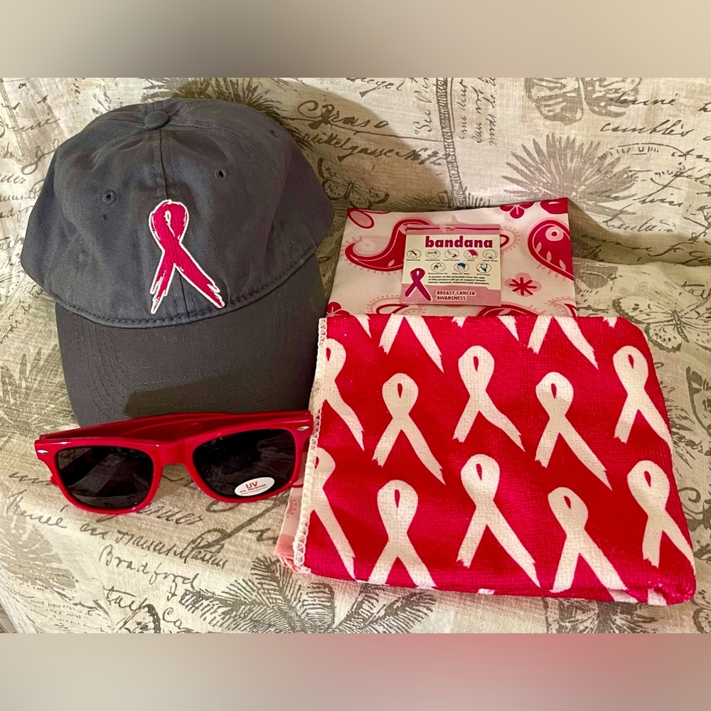 Breast Cancer Awareness Package with Hat, Pink Glasses, Bandana and Towel